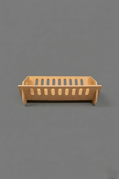 Wooden cot basket style on a gray background